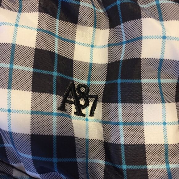 Aeropostale Plaid Down Vest Jacket Faux Fur Trim Hood Size Small Petit 2009 - Picture 3 of 5